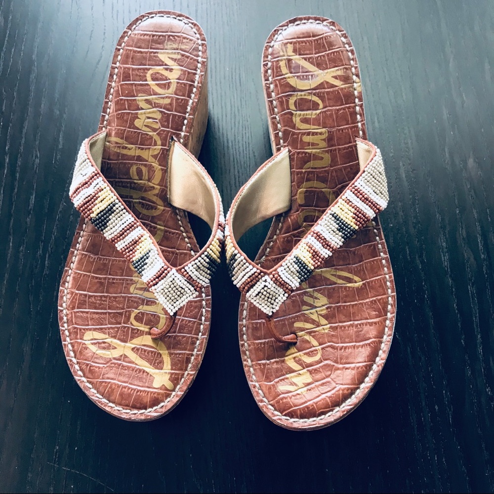 Sam Edelman “Rosa” Beaded Wedge Sandal - Picture 2 of 7